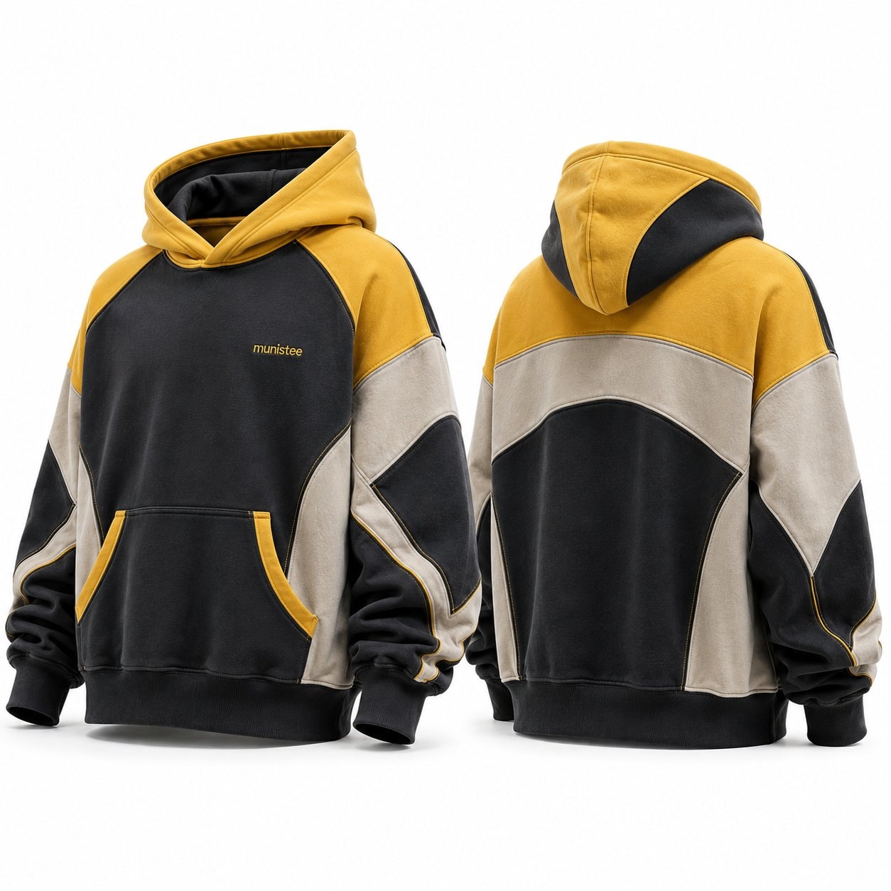 Munistee Yellow Black Street Hoodie
